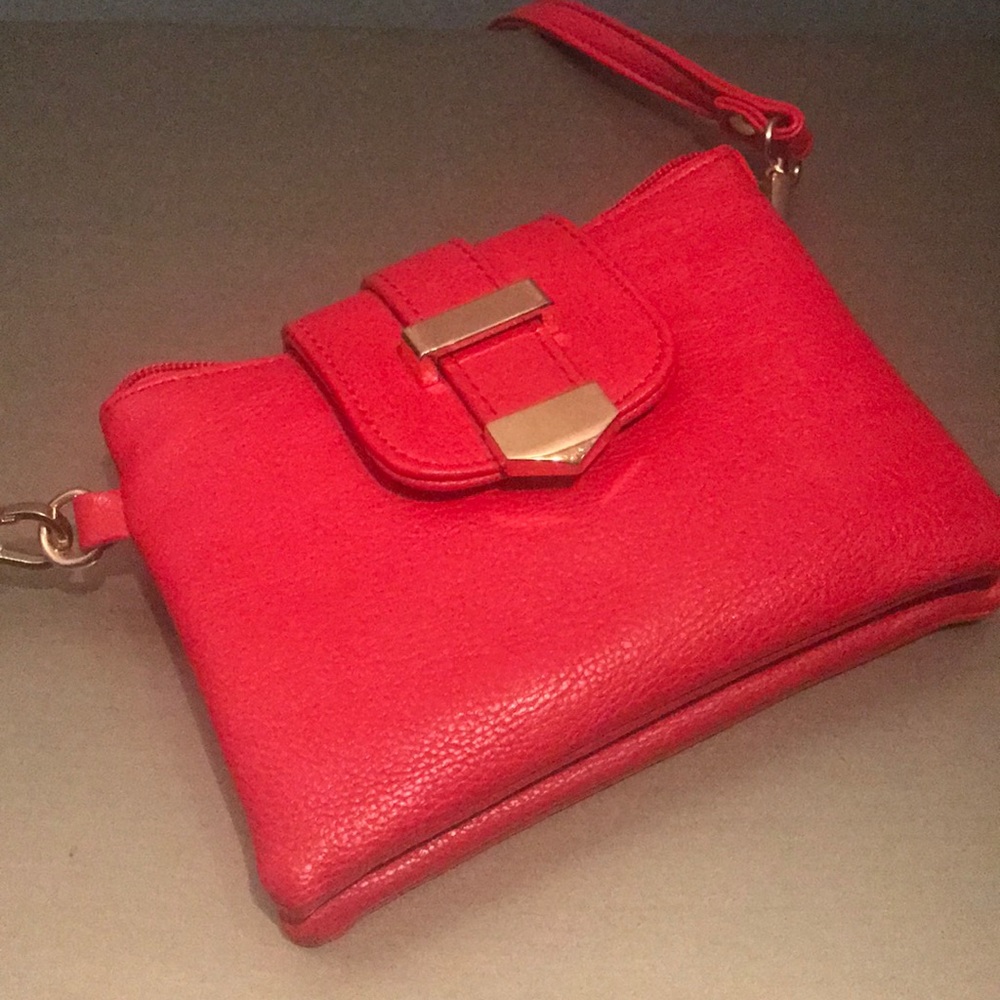 Red With Gold Hardware Crossbody Bag